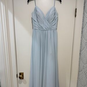 Hayley Paige Occasions Strapless Light Blue Dress